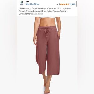 UEU Women's Casual Wide-Leg Capri Pants - Dusty Rose